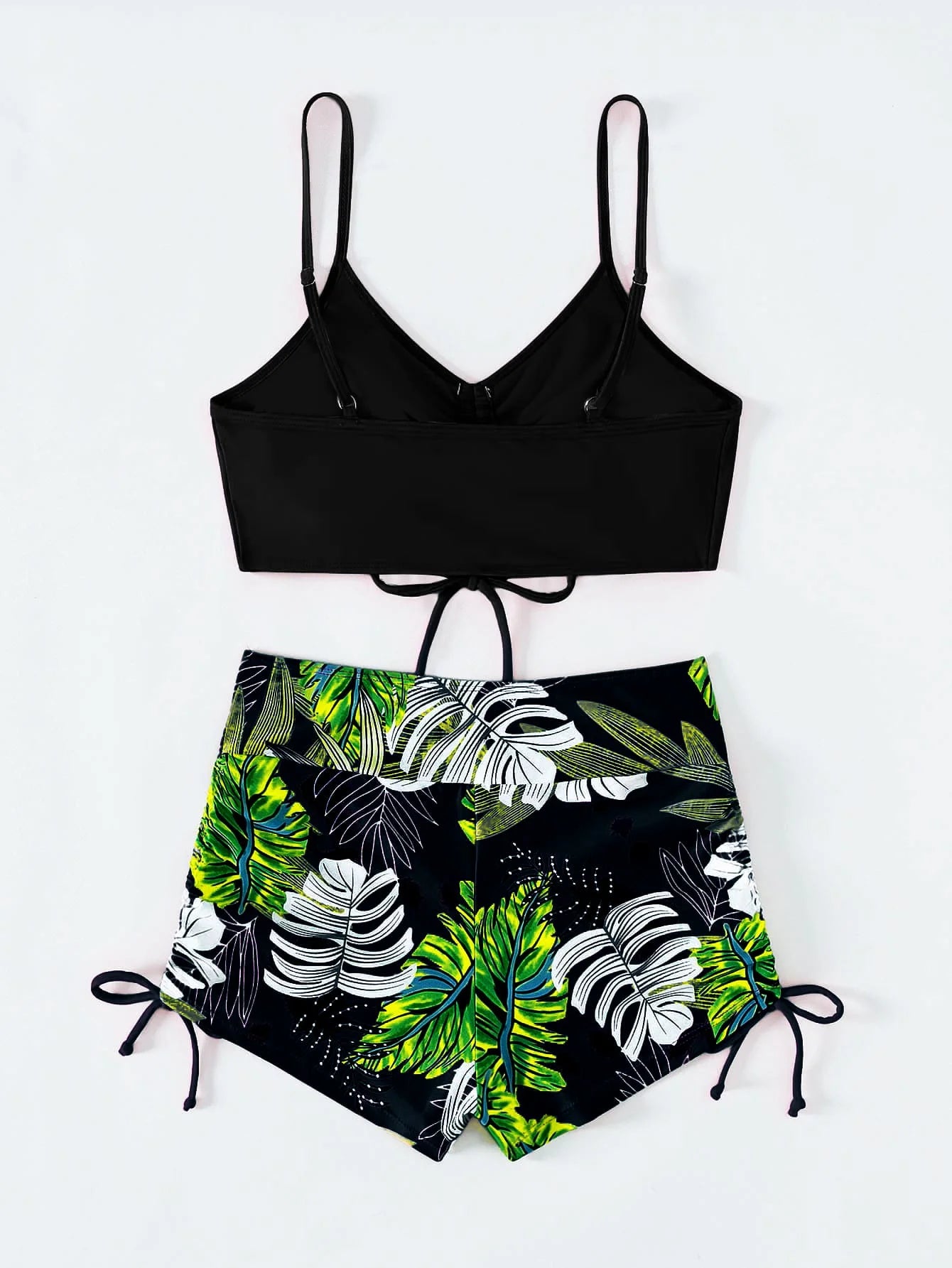 High Waist Shorts Bikini Set — Drawstring Top & Swim Shorts | Women's Swimwear