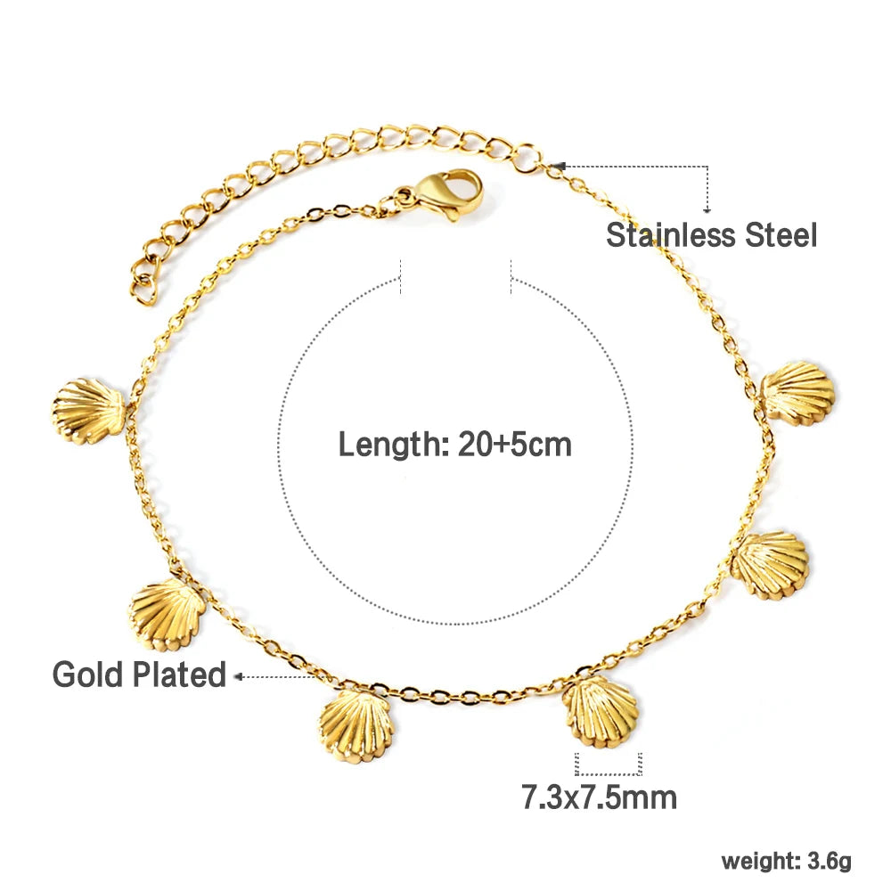 Shell Jewelry Set – 18K Gold-Plated Stainless Steel Necklace, Earrings & Bracelet for Women