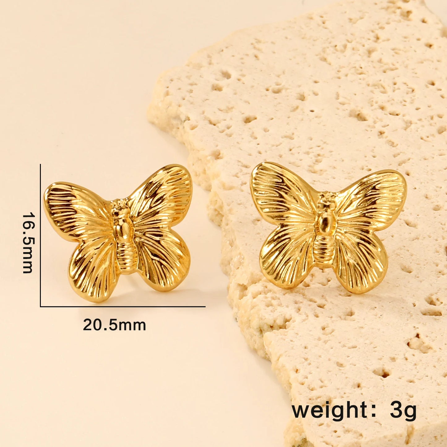 Fairy Flower Stud Earrings – 18K Gold-Plated Stainless Steel for Women