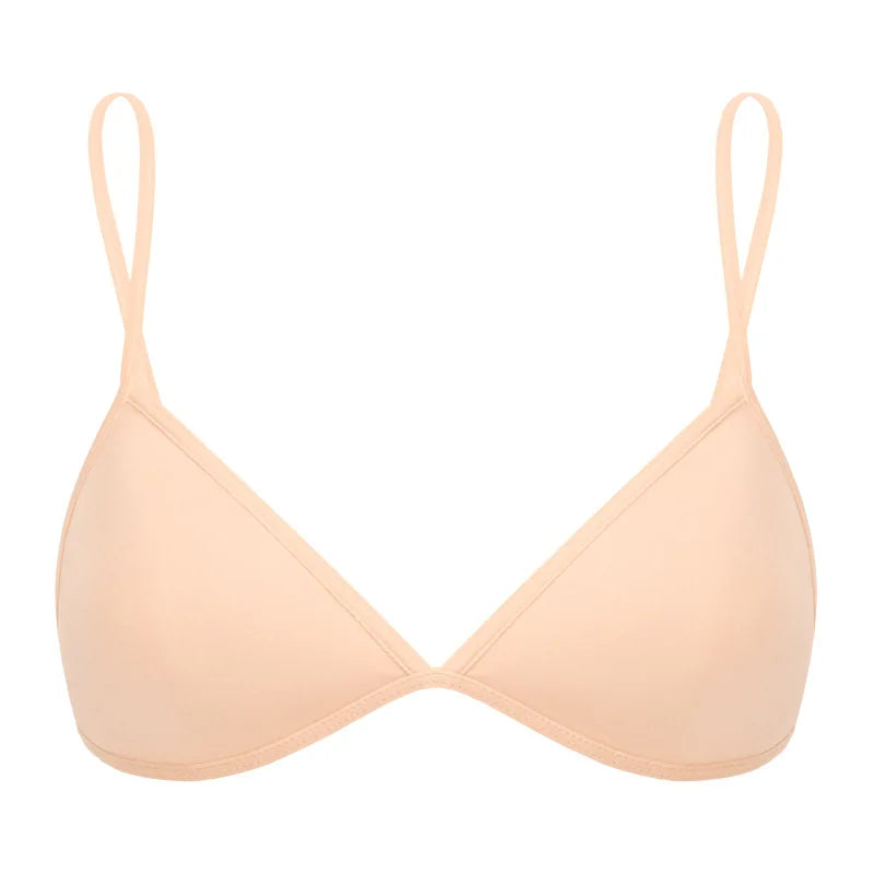 Triangle Cup Front-Closure Bralette — Seamless Wire-Free Cross-Back Bra