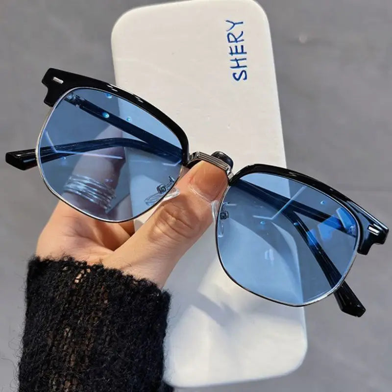Square Metal Photochromic Glasses | Myopia Lens Options