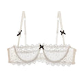 Women's Plus Size Sexy Half Cup Lace Bra | Sheer Mesh Unlined Bralette with Underwire | Natural Lift Lingerie for A-D Cup (70A–95D)