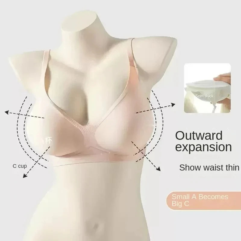 Women's Thickened Push Up Bra for Small Chest | Wireless Seamless Invisible Lift Bra (32–38, A–B Cup)