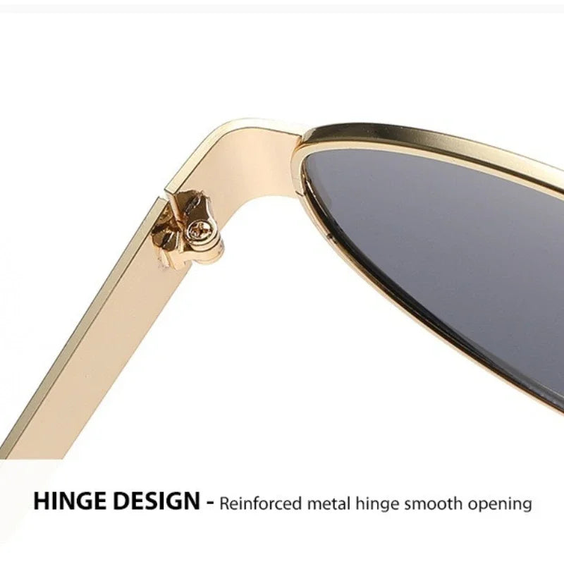 Retro Small Oval Metal Sunglasses | Gold & Black | Myopia Options