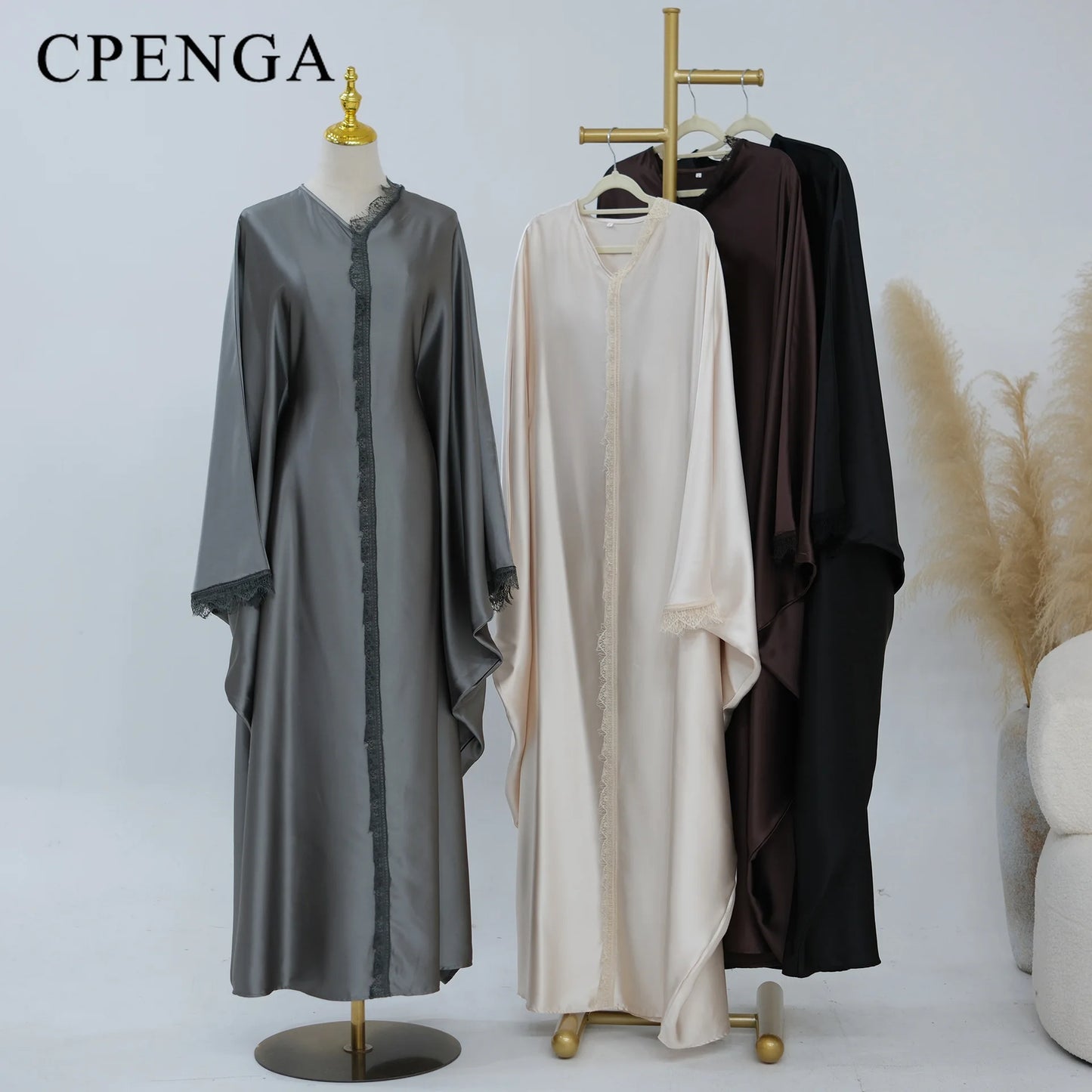 2026 New Luxury Dubai Abaya for Women V-Neck Loose Fit Long Sleeve Open Front Flowy Modest Dress Muslim Abaya with Free Shipping