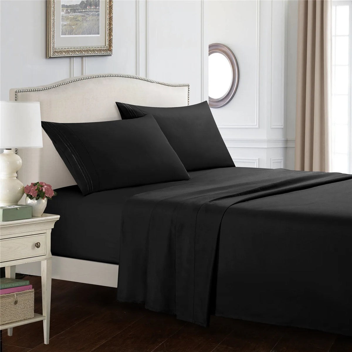 4-Piece Brushed Microfiber Bed Sheet Set with Deep Pockets