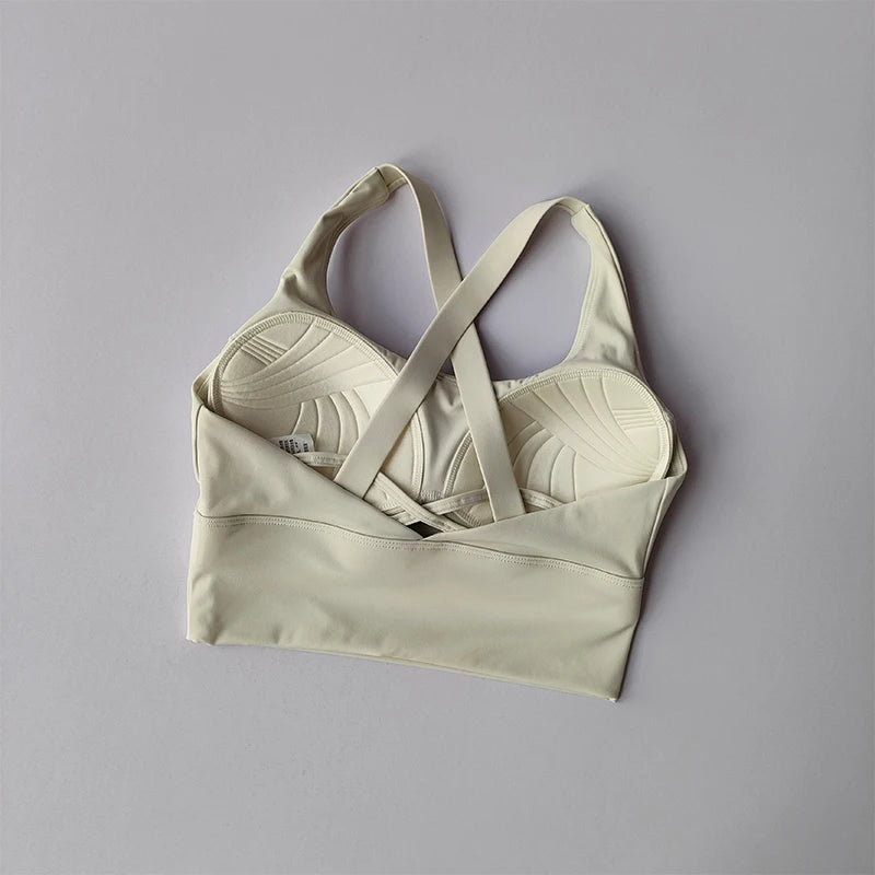 Fixed Pad Sports Bra Underwear High-strength Professional Shockproof  Running Bra Gym Push Up Lingerie Yoga Fitness Bra