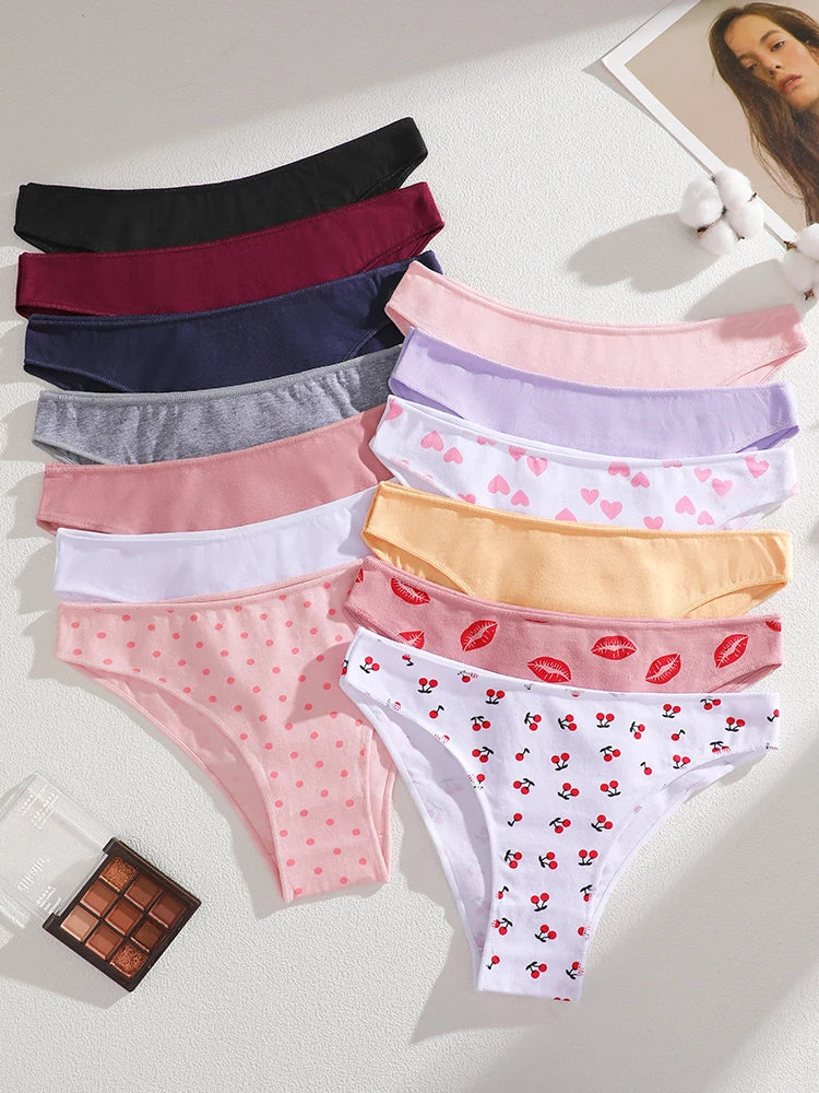 4-Pack Cotton Low-Rise Briefs – Soft Breathable Everyday Underwear for Women (M–2XL, 19 Color Sets)