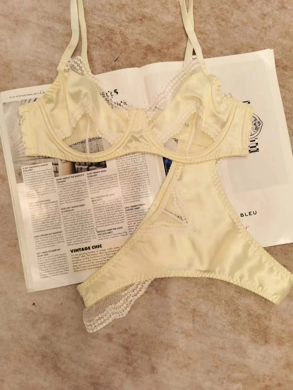 French Ice Silk Lace Push-Up Bra Set – Ultra-Thin, Breathable, ¾ Cup | Women's Lingerie