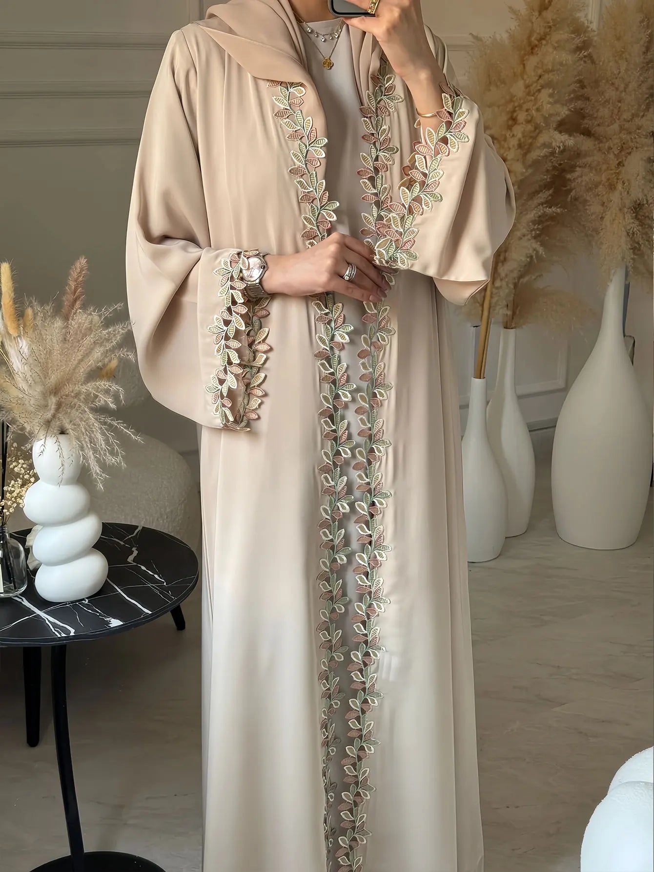Women's Luxury Embroidered Abaya | Sequin & Bead Detail | Gulf Style