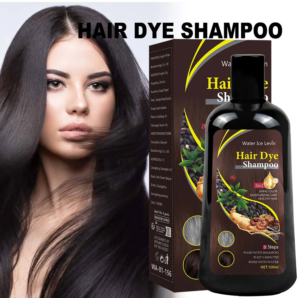 3-in-1 Dark Brown Hair Dye Shampoo – Herbal Gray Coverage, Color & Condition in 15 Minutes | 100ml/200ml