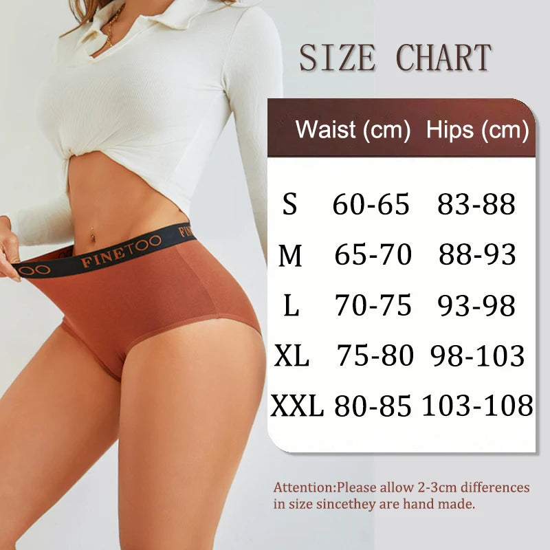FINETOO 4Pcs Cotton High Waist Seamless Underwear Women's Breathable Elastic Belts Panties Plus Size Comfortable Lingerie S-XXL