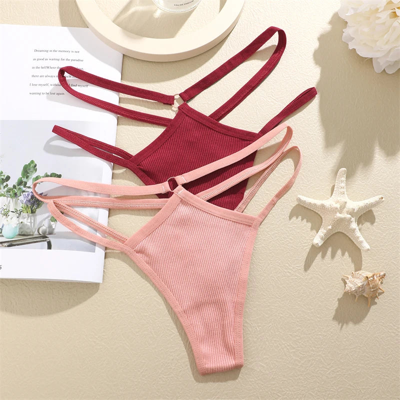 Double Strap Ring Detail Thong — Low-Rise Seamless G-String