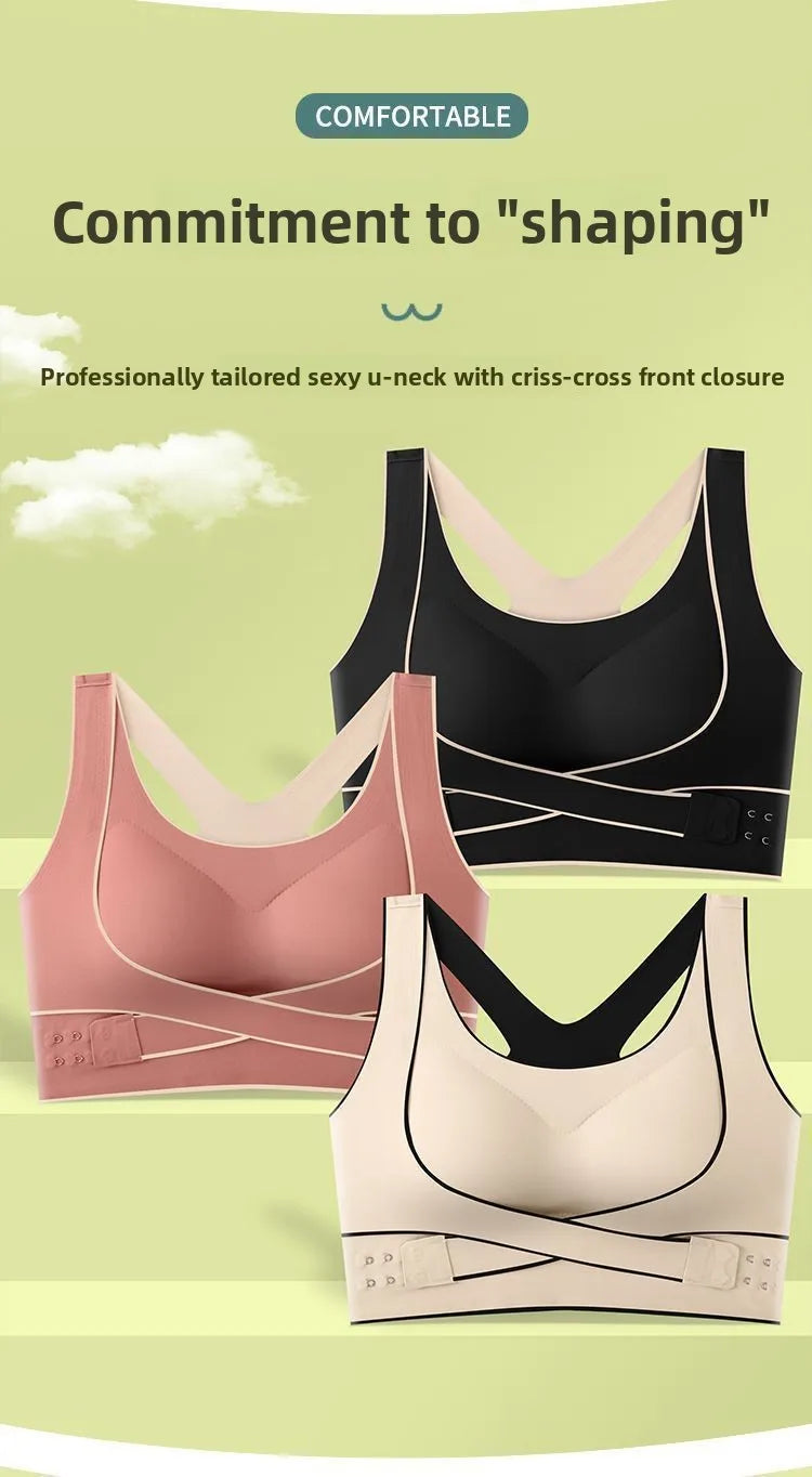 Women's Seamless Sports Bra – Wire-Free Push-Up | Side Support Beauty Back