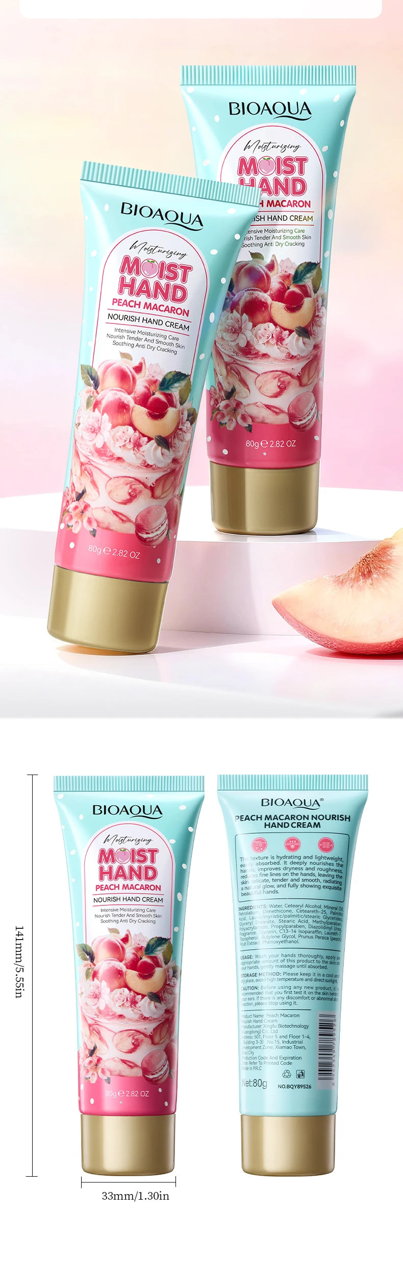 BIOAQUA Moisturizing Hand Cream – 80g, Four Scent Options
