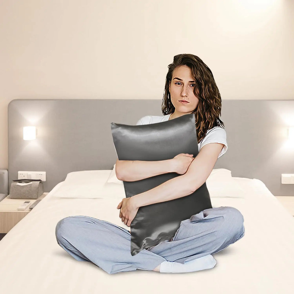 2-Pack Satin Pillowcases with Hidden Zipper, USA Sizes
