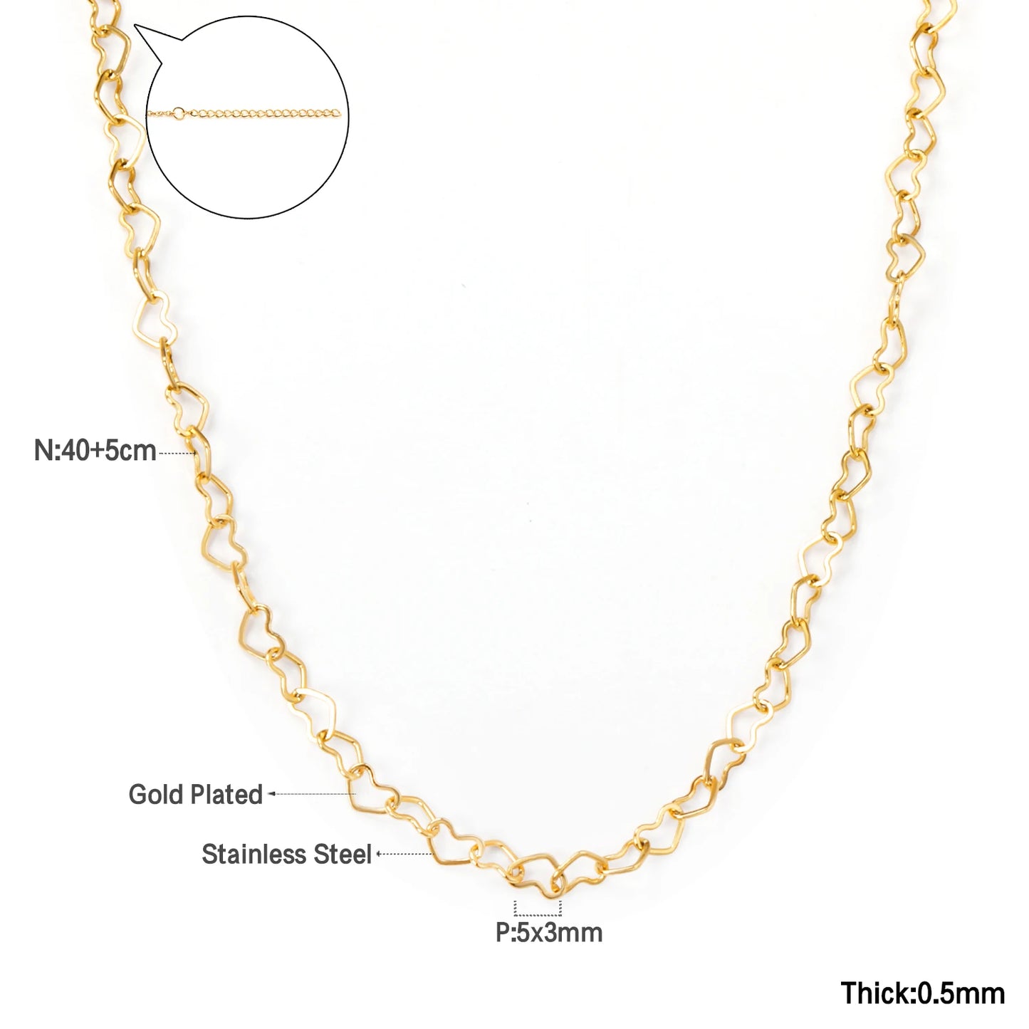 Heart Pendant Necklace – Stainless Steel Clavicle Choker for Women & Girls