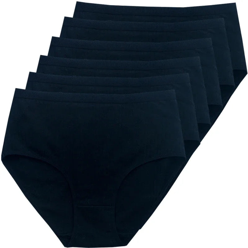 Women's Plus Size Cotton High Waist Briefs – 6-Pack | Breathable Solid Color Underwear (S–2XL)