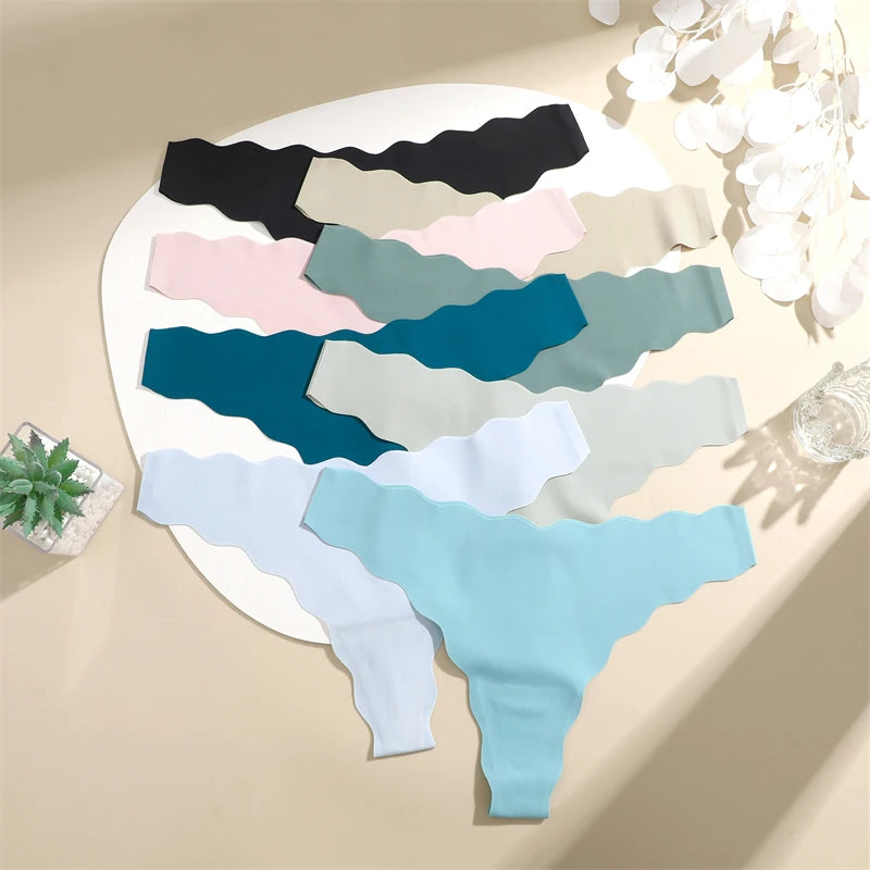 5Pcs Women's Seamless Comfy Thong Panties for Women Sport Running Underwear Set Sexy Low-Rise Solid V-Strings Invisible Lingerie