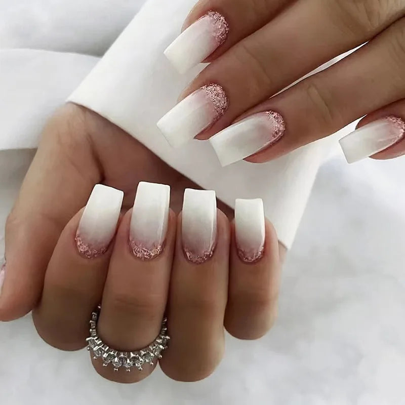 Short Squoval Press-On Nails - Glossy Solid Colors, 24-Piece Set