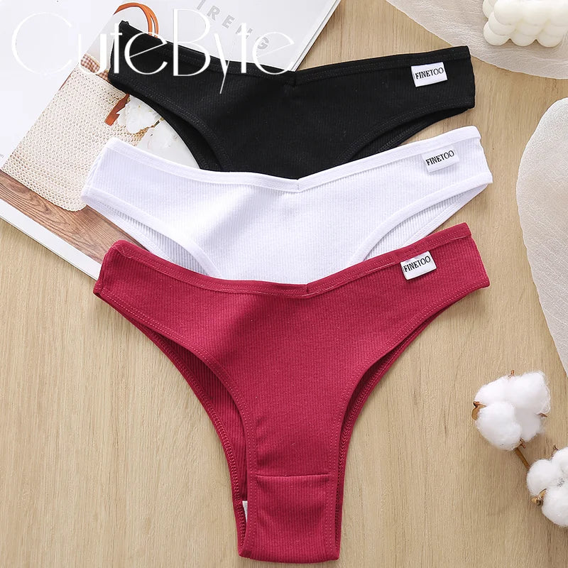 Seamless Cotton Brazilian Bikini Panties – Soft Low-Rise Underwear for Women (M–XL, 5 Colors)