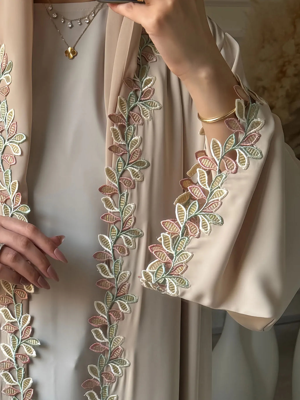 Women's Luxury Embroidered Abaya | Sequin & Bead Detail | Gulf Style