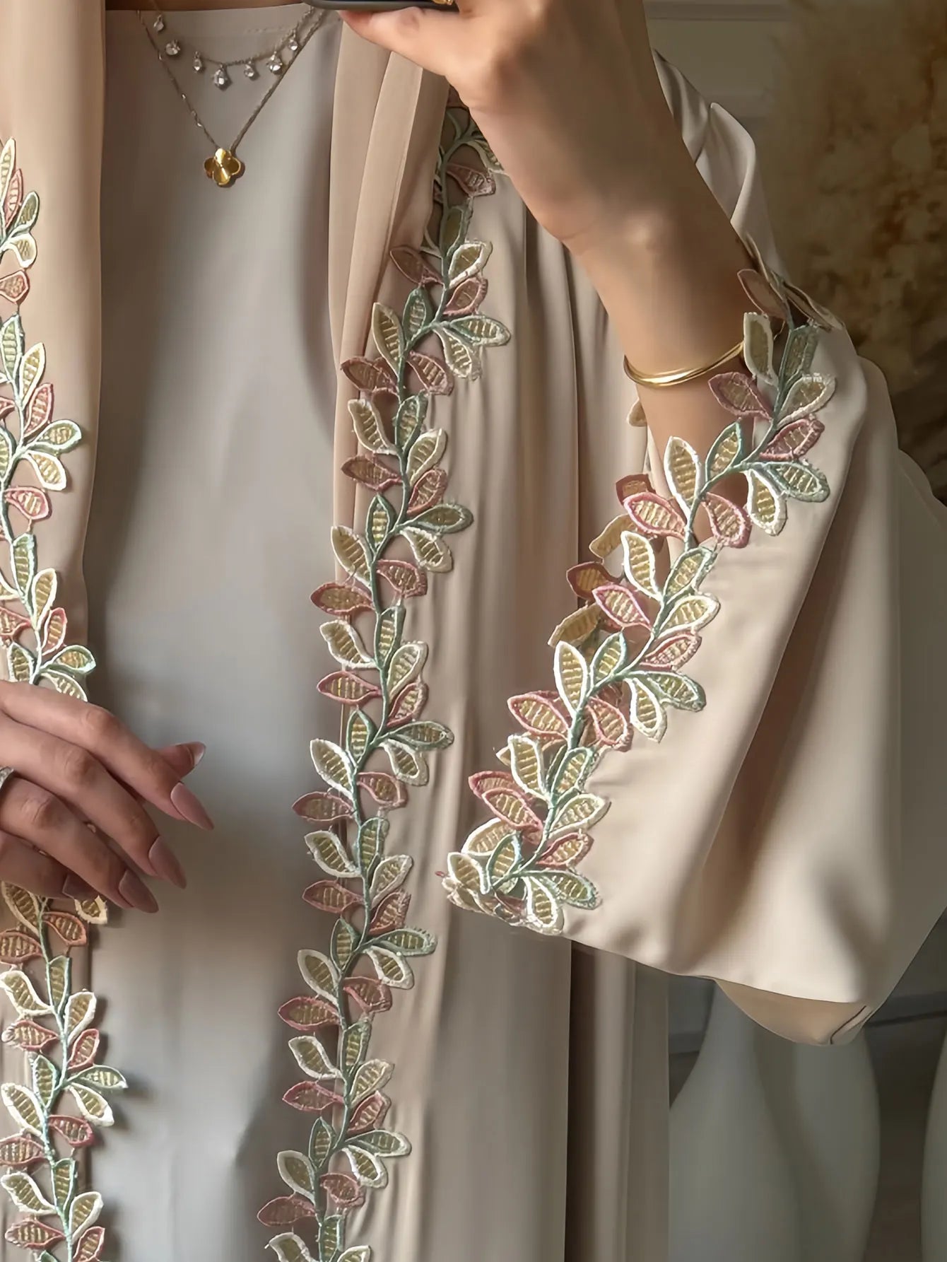 Women's Luxury Embroidered Abaya | Sequin & Bead Detail | Gulf Style
