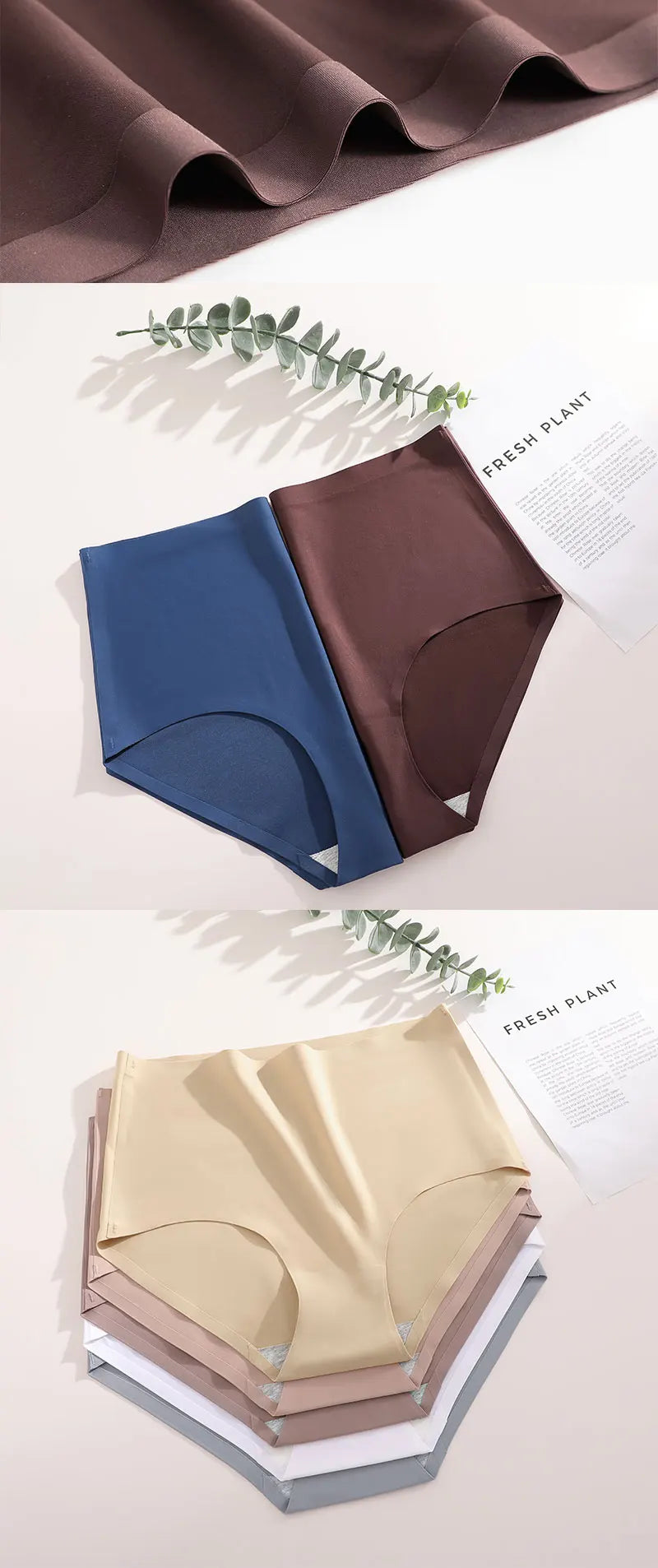 FINETOO 3Pcs Women's Panties Seamless Underwear Invisibles Briefs High Waist Full Coverage Breathable Moisture Wicking Underpant
