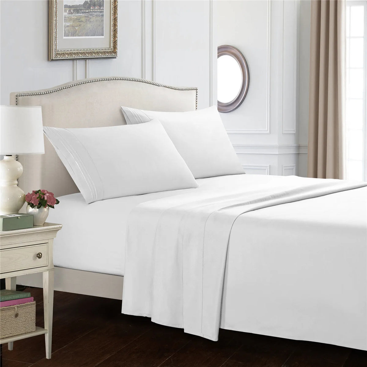 4-Piece Brushed Microfiber Bed Sheet Set with Deep Pockets