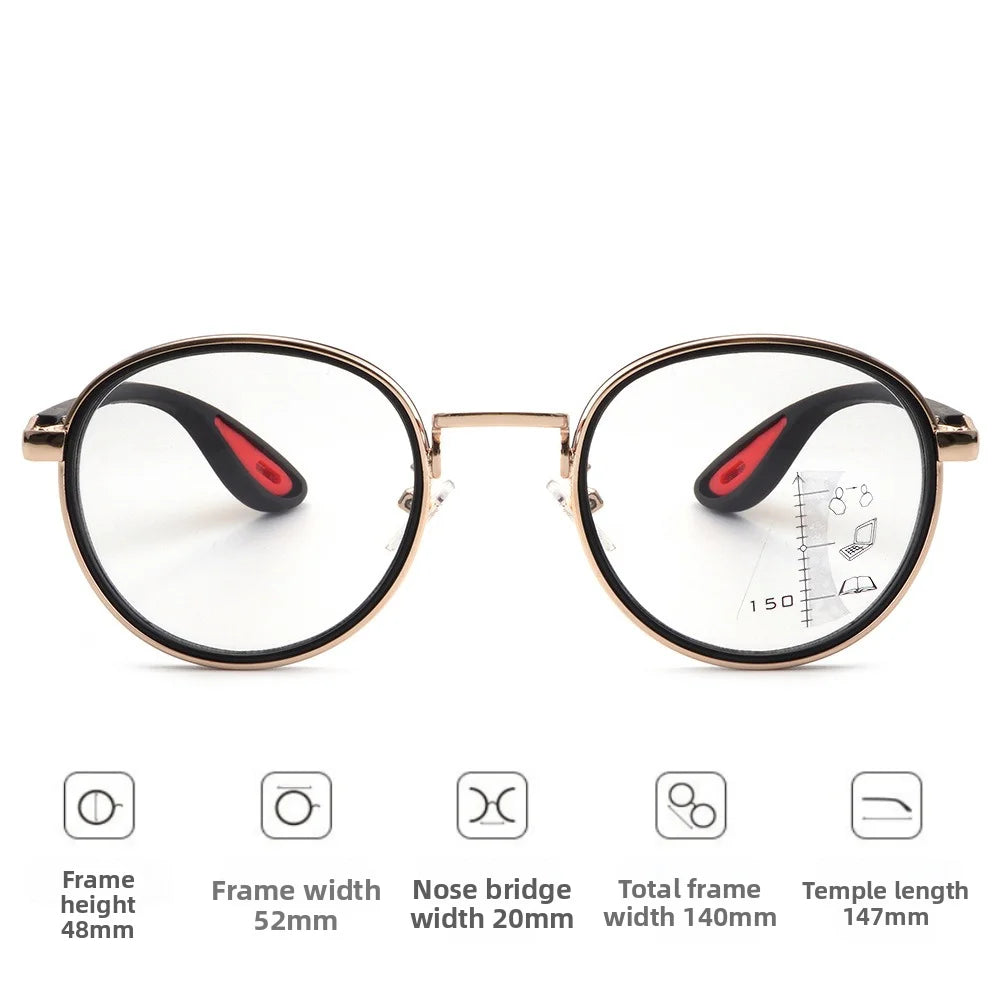 Round Progressive Photochromic Reading Glasses | +1.00 to +4.00