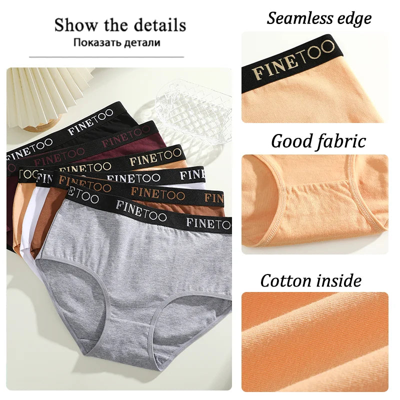6-Pack Seamless Cotton Brief Panties – Breathable Low-Rise Underwear for Women (S–2XL, 10 Color Sets)