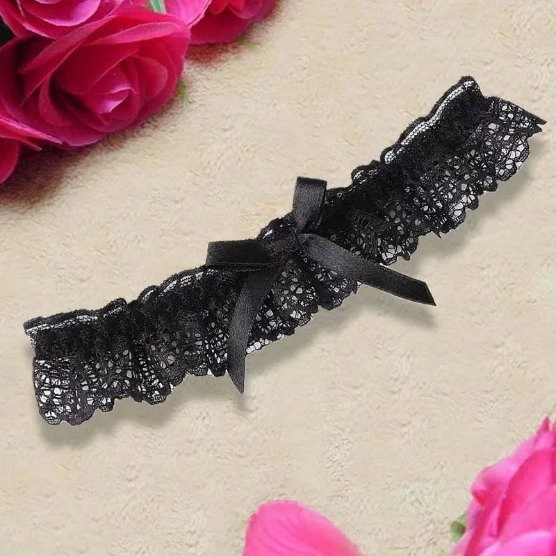 Lace Bow Leg Garter Ring – Floral Thigh Band for Bridal, Cosplay & Lingerie (One Size, 5 Colors)
