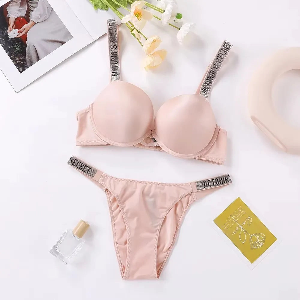 Women's Lace Trim Supportive Bra & Panty Set – Classic Lingerie Set