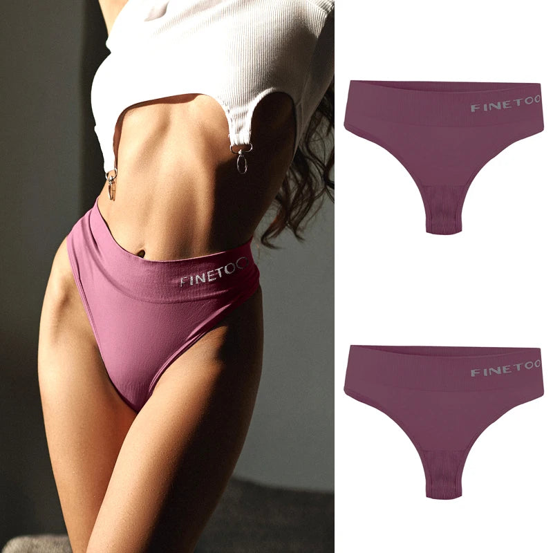 2-Pack High Waist Seamless Thongs — Plus Size G-String Panties M–2XL