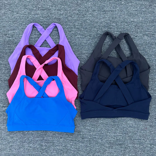 Cross Back Sports Bra – Stretch Gym Top for Running, Yoga & Fitness Training