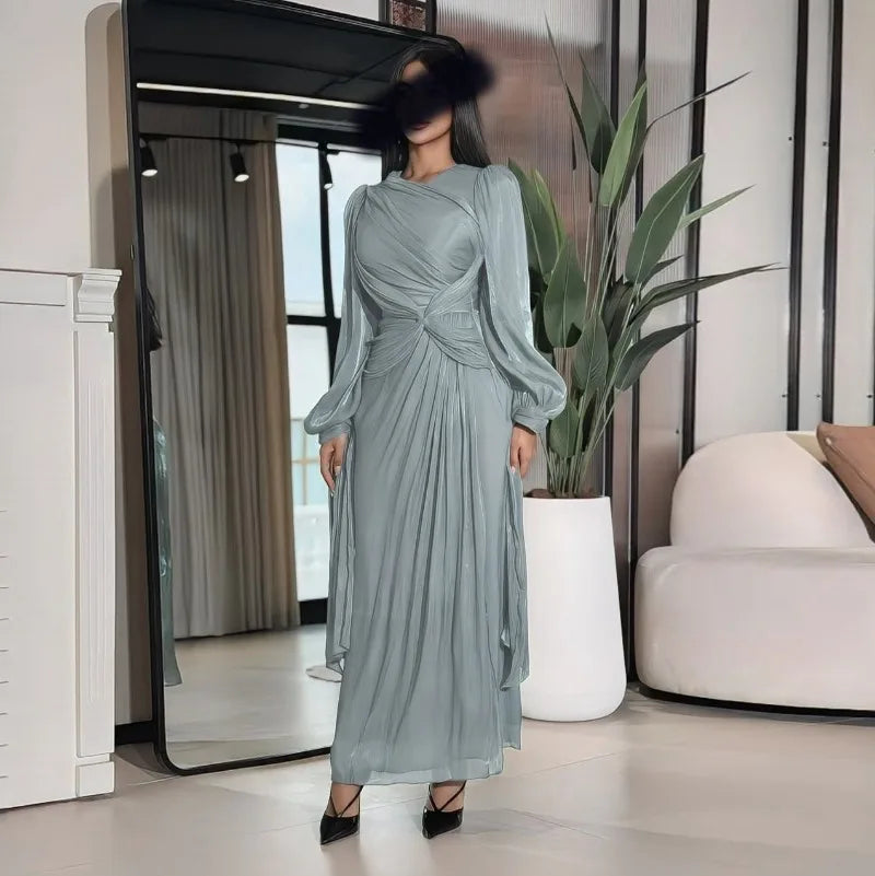 Ramadan Arabic Muslim Modest Satin Abaya for Women Elegant Eid Dubai Fit-and-flare Dress Islam Holiday Outfit Turkey Kaftan Robe