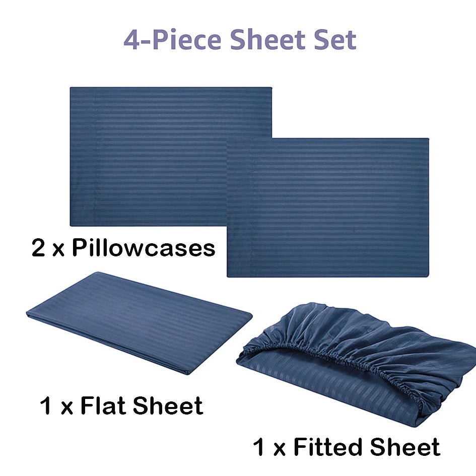 4-Piece Microfiber Bed Sheet Set with Deep Pocket Fitted Sheet