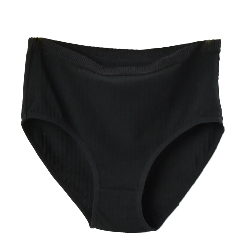 Women's Plus Size Vertical Stripe High-Waist Cotton Briefs | Breathable Soft Underwear (S–2XL)