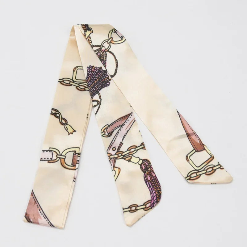 Skinny Scarf Hair Small Women Simple Style Handle Ribbon Fashion Printing Hairband Headscarf Beautiful Scarves Bags for Women