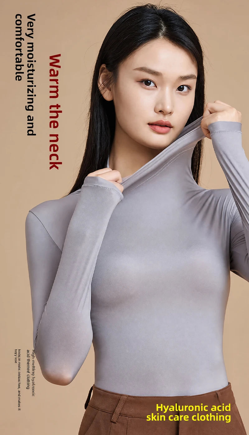 High-Collar Seamless Thermal Set – Long-Sleeve Warm Base Layer for Women, High-Rise (L–XL, 4 Color Sets)