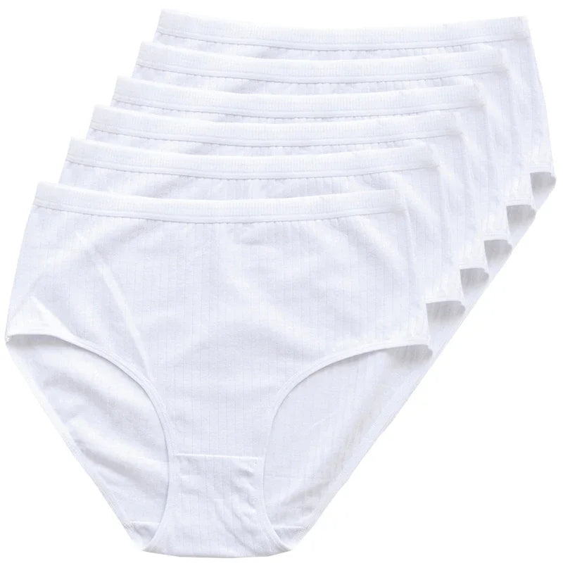 Women's Plus Size Cotton High Waist Briefs – 6-Pack | Breathable Solid Color Underwear (S–2XL)