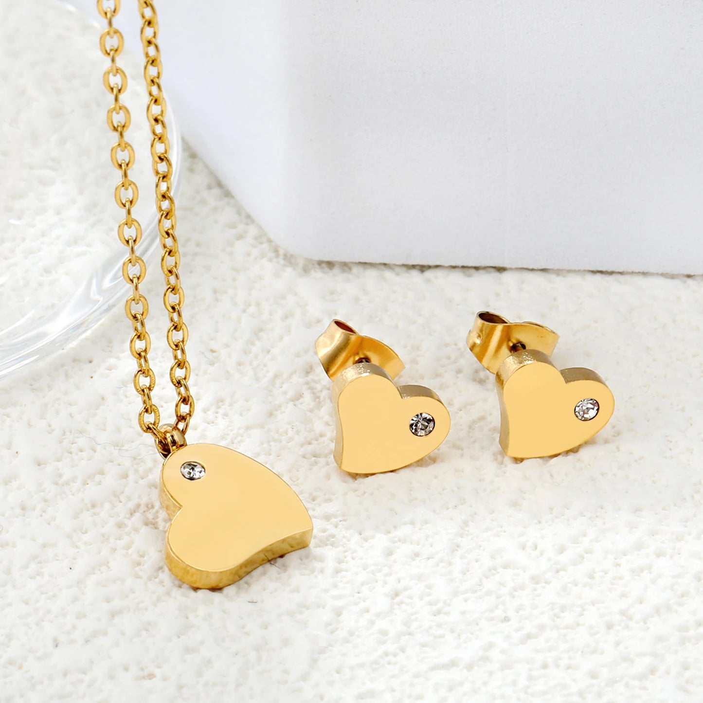 LUXUKISSKIDS Fashion Water Drop Choker Necklace Earrings Sets Stainless Steel Woman/Girls Luxury Jewelry Set Wedding Accessories