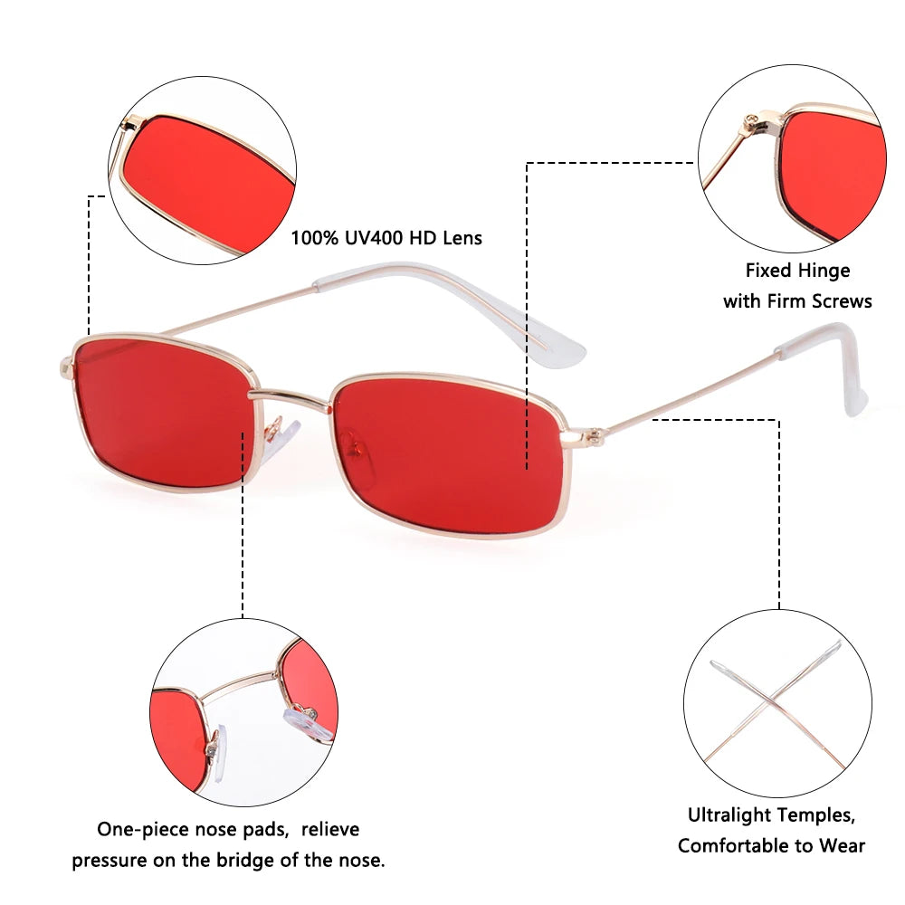 Slim Metal-Frame Sunglasses | Color Lens Options