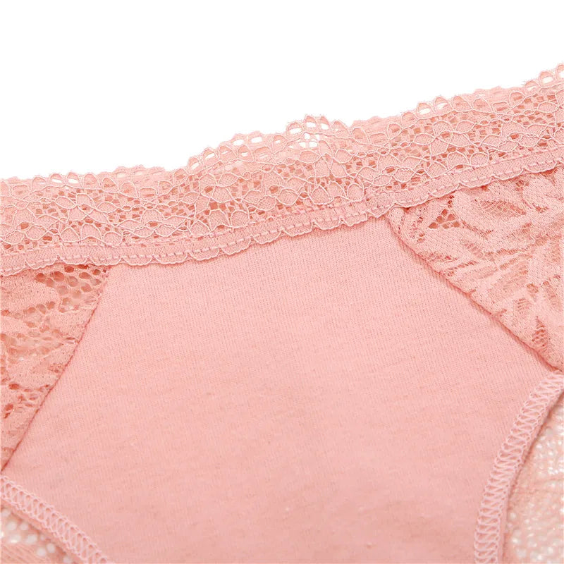Women's Lace Back Briefs – 4-Piece Set | Sexy Hollow Out Cotton Underwear (S–XL)