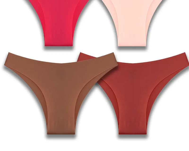 FINETOO 3Pcs/Set Ice Silk Seamless Underwear Low Waisted Brazilian Pants Breathable High Elasticity Lingerie Intimates Panties