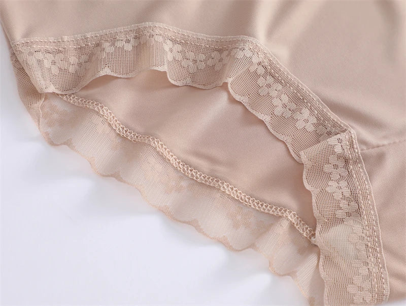 4Pcs Ice Silk Lace Panties Seamless Soild Underwear For Women Sexy Ultra-thin Breathable Briefs Girls Soft Transparent Lingerie
