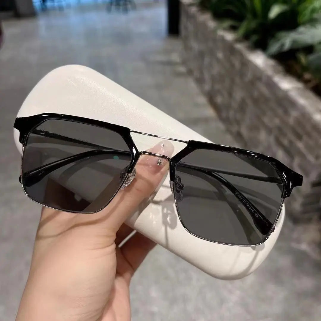 Luxury Intelligent Photochromic Myopia Glasses Double Deam Color Changing Finished Near-sighted Eyewear Men Women Minus Diopters