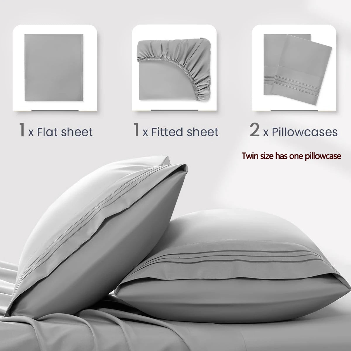 4-Piece Brushed Microfiber Bed Sheet Set with Deep Pockets