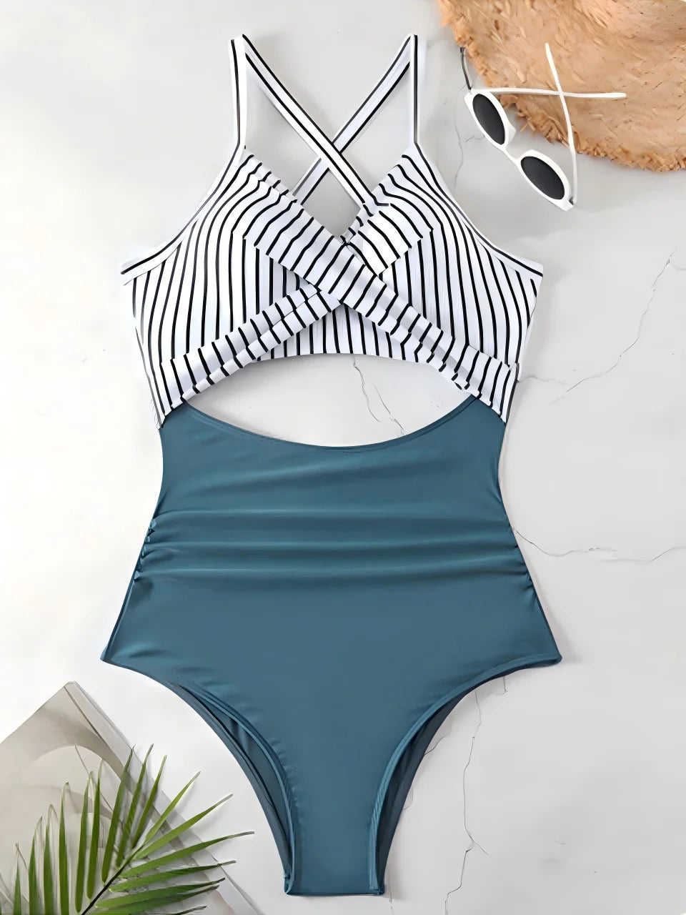 Ruched One-Piece Swimsuit for Women – Solid Color Bodysuit | Adjustable Straps | S–XXL