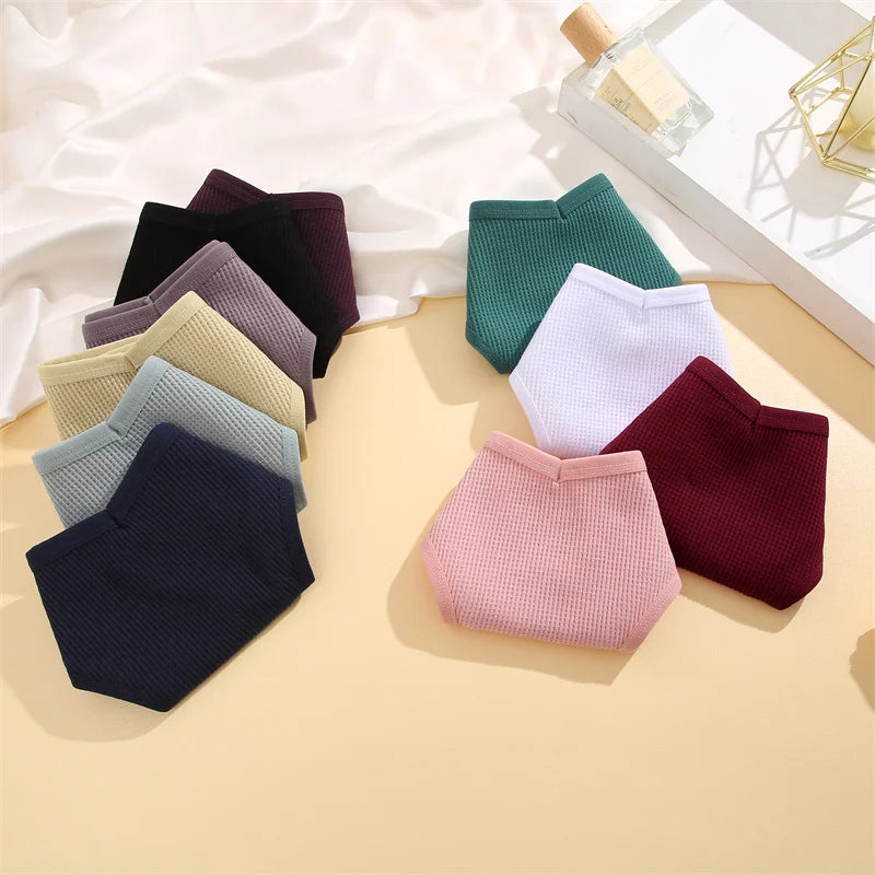 5-Pack Waffle-Knit Cotton Brazilian Panties – Soft Low-Rise Underwear for Women (S–XL, 5 Color Sets)